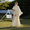 2022 Muslim Fashion Arabian Long-sleeved Pure Color Elegant Loose Muslim Dress With Scarf