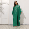 2022 Muslim New Spring Green Elegant Loose Embroidered Bat Sleeve Round Neck Long Robe