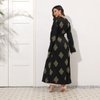 2022 New Autumn And Winter Retro Full Body Golden Embroidery Lace Cardigan Robe Abaya