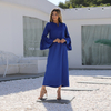 2022 Muslim Arabic Blue Simple Loose Elegant Ruffle Sleeve Abaya Muslim Dress Women