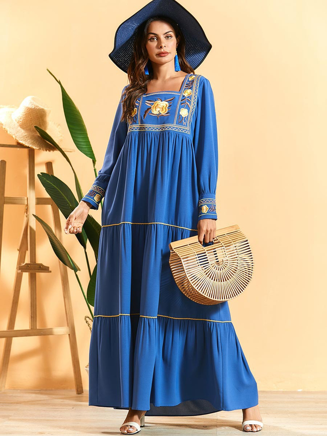  Turkish Women Embroidery Vetement Femme Robe Femme Musulman Islamic Clothing Prayer Clothes Modest Vêtements Borka Dubai Kebaya Maleisie Maxi Dress Abaya