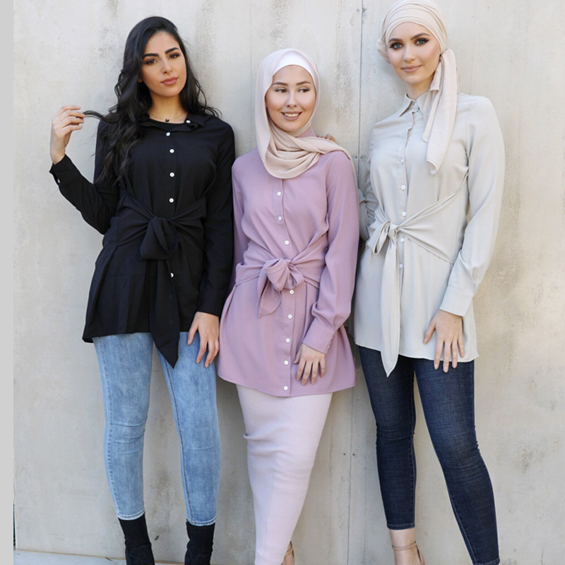 New Design Malaysia Dubai Casual Arabic Islamic 2022 Women Modest Modern Shirt