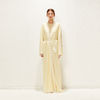 2022 Muslim Long Sleeve Loose Elastic Milk Silk Tassel Light Yellow National Style Elegant Fashion Robe