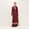 2022 Muslim Elegant Red Waist Lace Up Chiffon Solid Middle East Dubai Women's Coat