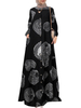 New Cotton And Linen Printed Long Shirt Muslim Plus Size Women's Loose Casual Retro Long-sleeved Dress