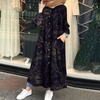 2022 Muslim New Spring And Autumn Cotton And Linen Print Retro Ethnic Casual Plus Size Women's Long-sleeved Loose Long Dress