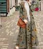 2022 Muslim Plus Size Women's Middle Eastern Muslim Robe Dress Female Retro Long-sleeved Large Floral Dress