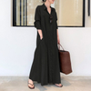 2022 Plus Size Women's New Style Muslim Spring And Autumn Long-sleeved Simple Loose Casual Long Lapel Shirt Dress