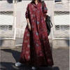 2022 Muslim Spring And Autumn Printed Cotton Plus Size Women's Retro Ethnic Style Loose Long-sleeved Big Swing Dress