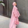 SIPO 2 Piece Open Abaya Turkey Matching Muslim Sets Hijab Dress Eid Satin Abayas for Women Dubai Inner Dresses