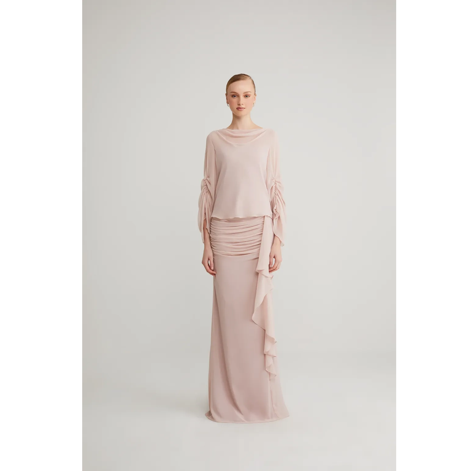 SIPO Hot Selling Fesyen Baju Dress Cowl Neckline Muslim Women Set Chiffon Modern Baju Kurung