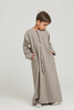 SIPO Hot Selling Thobe Casual Wear O Neck Premium Kids Long Sleeve Robes Muslim Clothing Grey Dyed Custom Closure