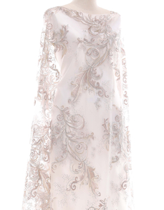 Embroidery Lace SADIE STONE BEADED LACE IN BROWN
