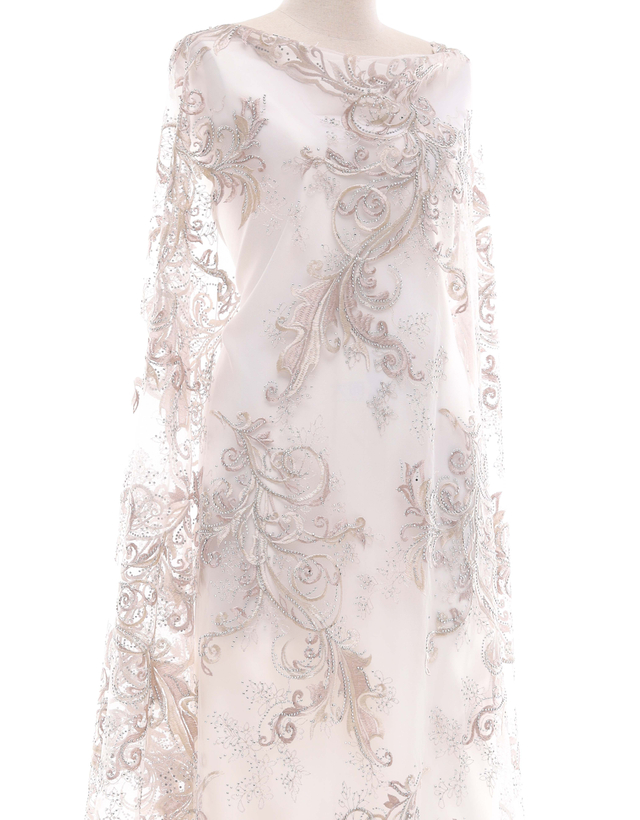 Embroidery Lace SADIE STONE BEADED LACE IN BROWN