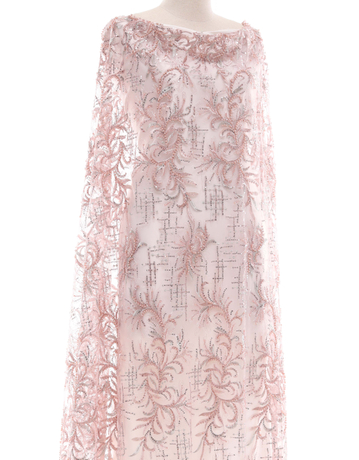 Embroidery Lace PEARL BEADED LACE IN DUSTY PINK