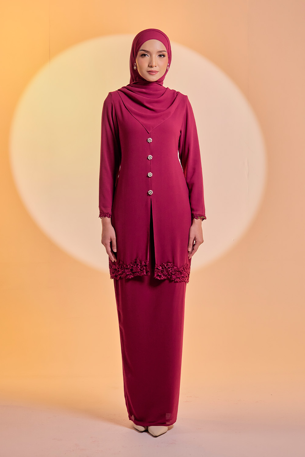 SIPO New Fashion Modern Baju Kurung 2024 with 3D Border Lace Muslim Dress Malaysia Baju Kurung Islamic Dress for Women