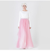 Two-Piece Double-Decker Pleated Colorful Elastic Waist Muslim Maxi Dresses Islamic Clothing