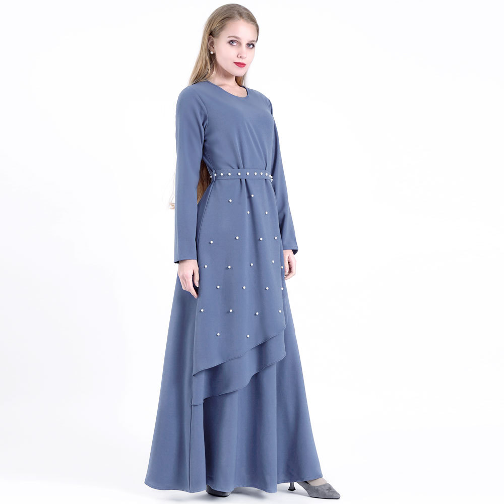 Adult Arab Abaya Moroccan Ladies Islamic Clothing layered Dress With Belt (12)