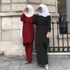 Popular New Design Islamic Clothing Ethnic Wear Long Sleeves Simple Muslim Dresses Set