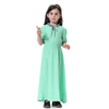 Solid Color Crew Neck Breathable High Elastic Muslim Islamic Kids Clothing Dress Girls Abaya