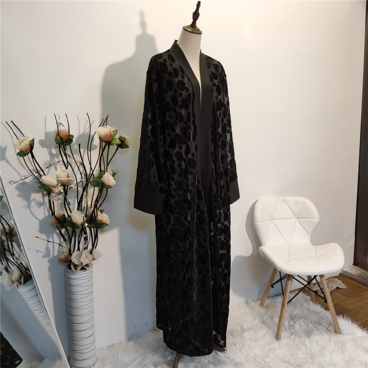 Middle East Muslim Modest Islamic Dubai Arab Cardigan Open Abaya Kimono (5)