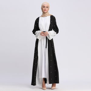 Middle East Lace Match Color Modest Open Abaya Kimono