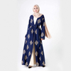 Embroidery Flower Muslim Islamic Clothing Kimono Cardigan Front Open Abaya