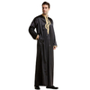 Jubba Adults Stand Collar Embroidered Cotton Black Long Sleeve Solid Muslim Islamic Clothing Men Thobe