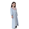 Wholesale Pakistani Elastic V-Neck Long Sleeves Muslim Islamic Kids Causal Clothing Dress Girls Abaya