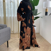 Middle Eastern Arab Print Lantern Sleeve Cardigan Muslim Modest Open Abaya