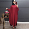 FREE SHIPPING Dubai Pure Color Prayer Dress Long Sleeve Islamic Clothing Maxi Dresses Muslim Women Kaftan With Sequins