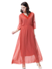 Turkey Design V-Neck Double Chiffon High Elastic Long Sleeves Muslim Islamic Women Abaya Dress Clothing