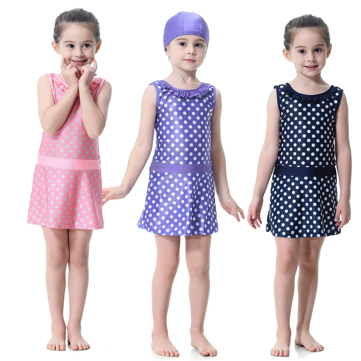 Wholesale Highly Elastic Comfortable Three-Piece Muslim Islamic Kids Swimwear Swimsuit 