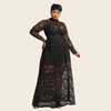 2021 Muslim Islamic Modest Maxi Dress Hollow Out Lace Plus Size Abaya