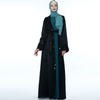2021 New Muslim Kimono Imitation Silk Sequined Cardigan Lace-up Modest Open Abaya