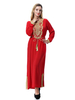 Crew Neck Breathable Long Sleeve Solid Robe Applique Muslim Islamic Clothing Dress Women Abaya