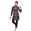 Muslim Plus Size Slim High Elastic Tight-fitting Long-sleeved Swimsuit Three-piece Printed Swimsuit