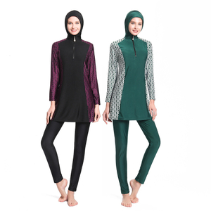 Conservative Swimsuit Three-piece Suit, Customizable Zippered Hooded Tight-fitting Swimsuit