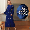 Amazon Hot Sale Handmade Pearls Muslim Islamic Open Abaya Kimono Maxi Dress