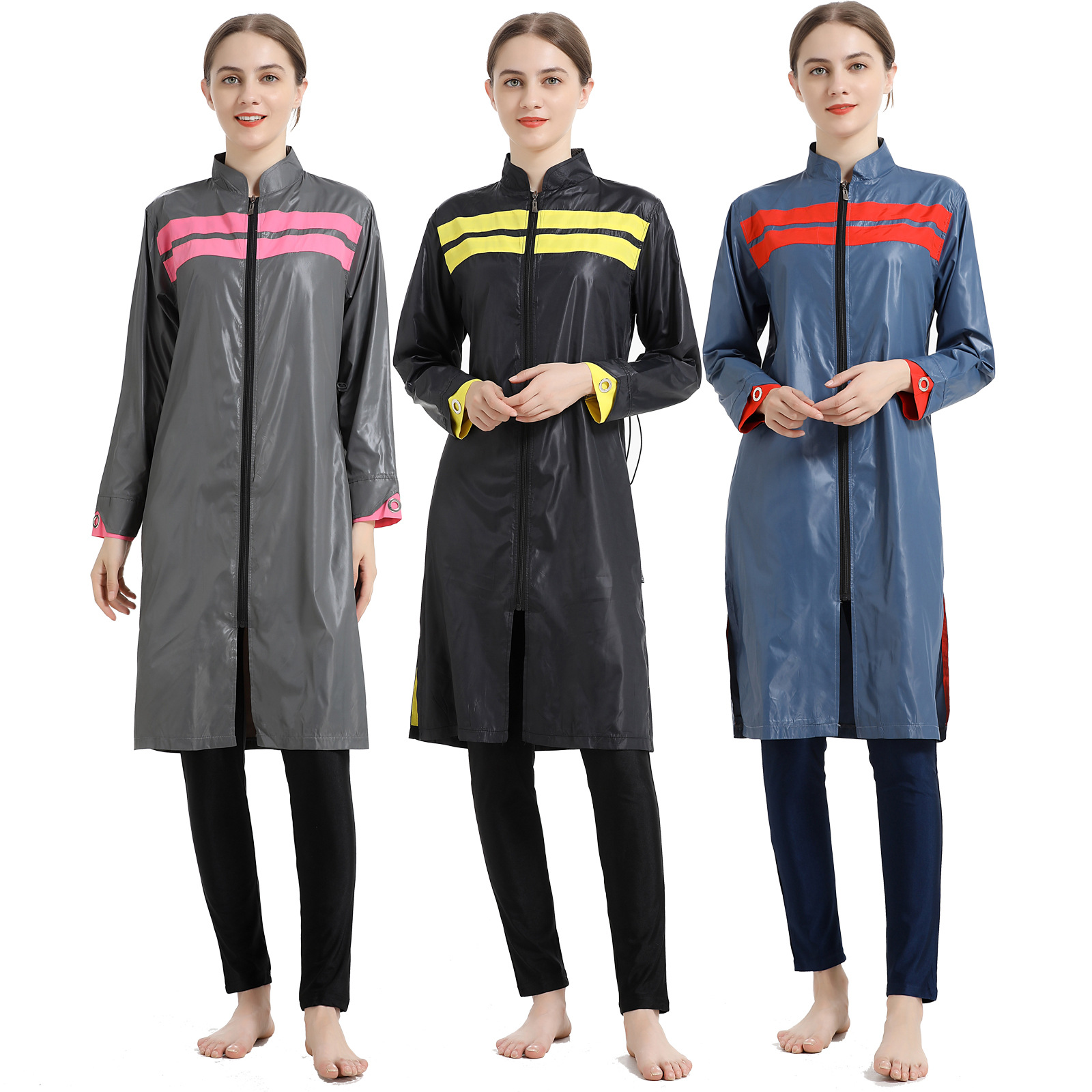 SIPO Wholesale 3-Piece Islamic Muslim Swimming Wear Burkini With Zipper