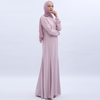 High Waist Pearl Button Shirring Sleeve Muslim Islamic Abaya Modest Dress