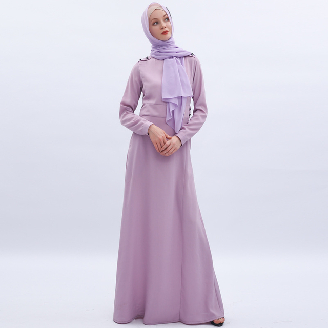 Pure Color Muslim Islamic Abaya Maxi Dress Modest Dress