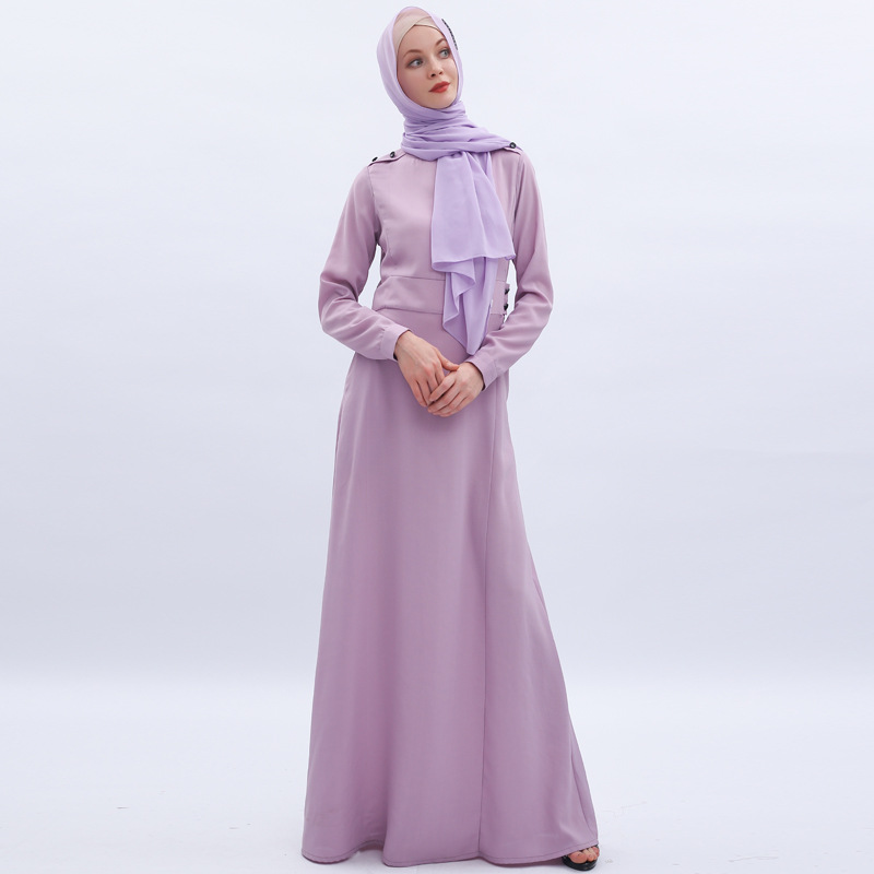 Pure Color Muslim Islamic Abaya Maxi Dress Modest Dress