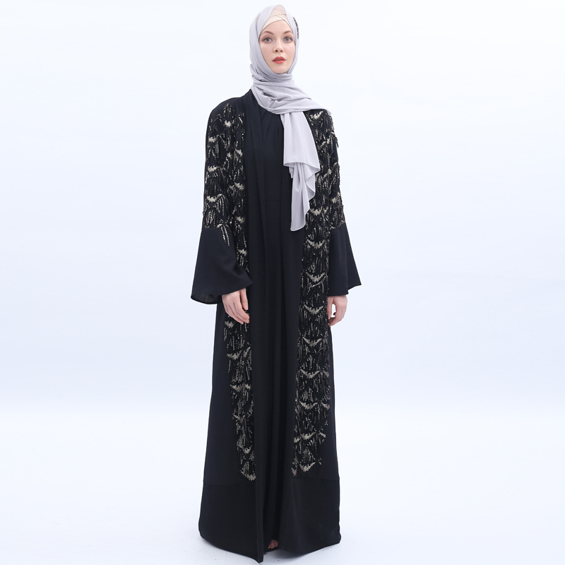 Diamond Sequins Tassel Turkish Muslim Abaya Cardigan Modest Fashion Kimono