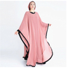 Mesh Beading Contrast Color Muslim Islamic Gown Maxi Dress Abaya