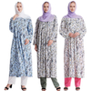 Embroidered Long Sleeve Cotton Floral Muslim 2 Piece Sets Islamic Women Clothing Baju Kurung