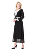 Burkha V-Neck Breathable Long Sleeve Color Stitching Muslim Islamic Clothing Dress Women Abaya