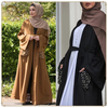 Malaysia Open Front Abaya Women Belt Maxi Dresses Muslim Islamic Cardigan Robes Abaya