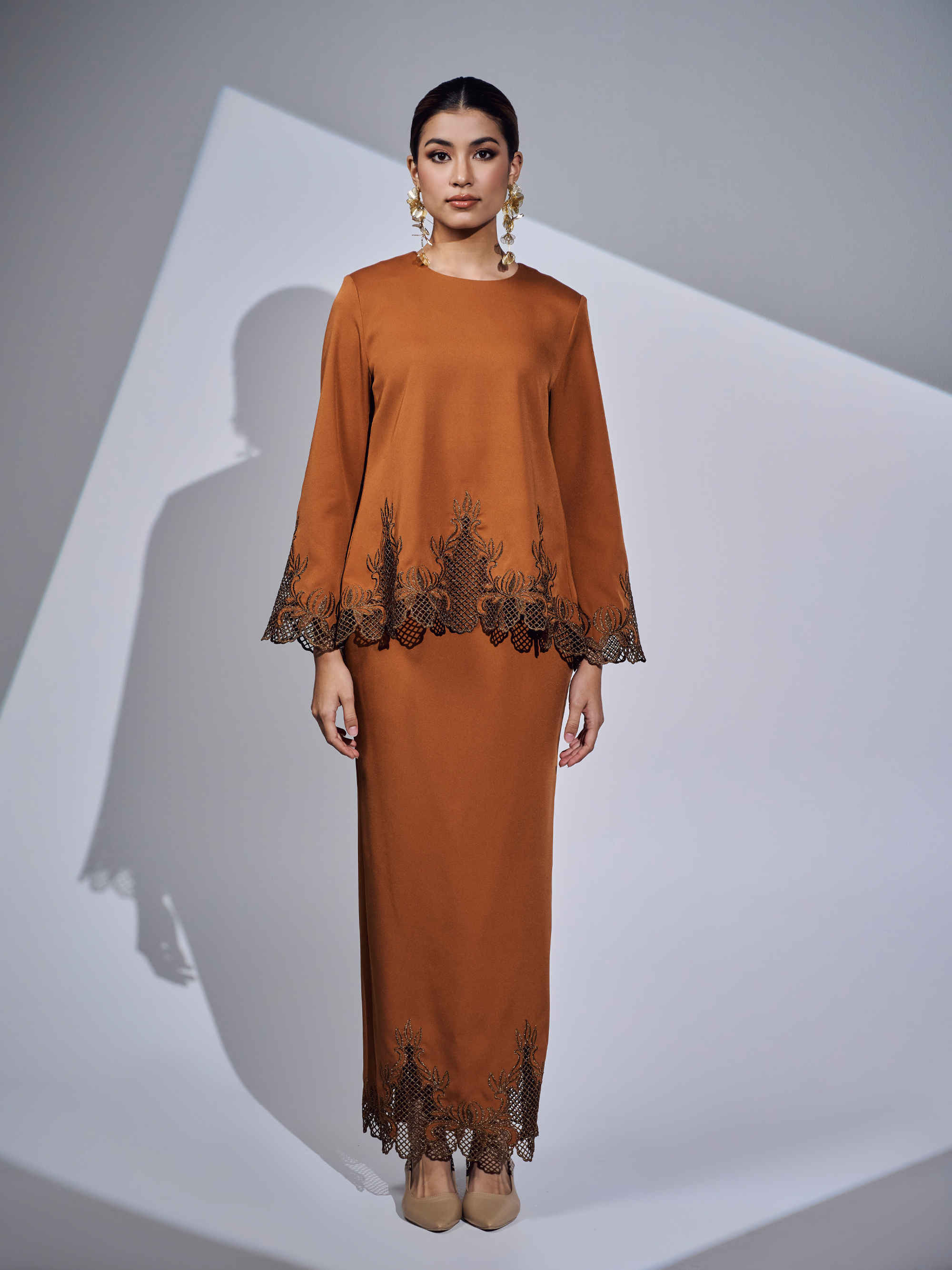 SIPO Malaysia Baju Kurung Fashion Baju Latest Design Dress Round Neckline Lace Islamic Women Modest Wear