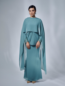SIPO 2024 New Design Malaysia Baju Kurung Traditional Women Muslim Clothing Premium Chiffon with Italian Crepe Pemborong Baju Kurung 